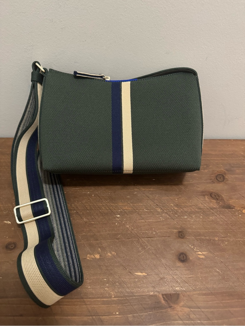 Rothy’s The Casual Crossbody Green Neoprene Crossbody Bag with Stripe Accent